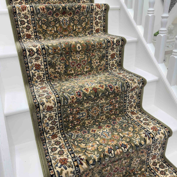 Ancient Garden Green/Ivory 57078-4444 Stair Runner
