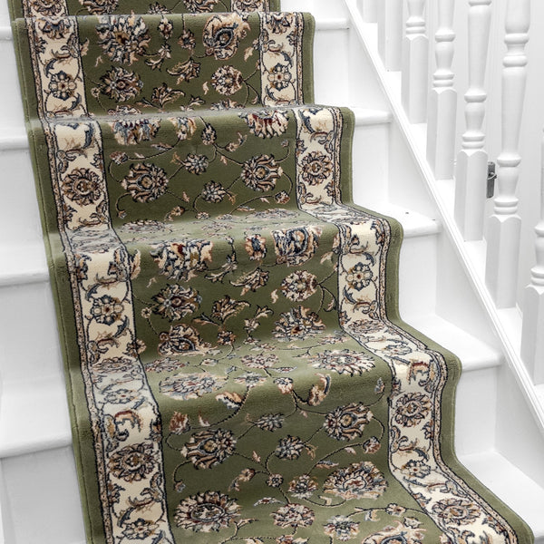 Ancient Garden Green/Ivory 57365-4464 Stair Runner
