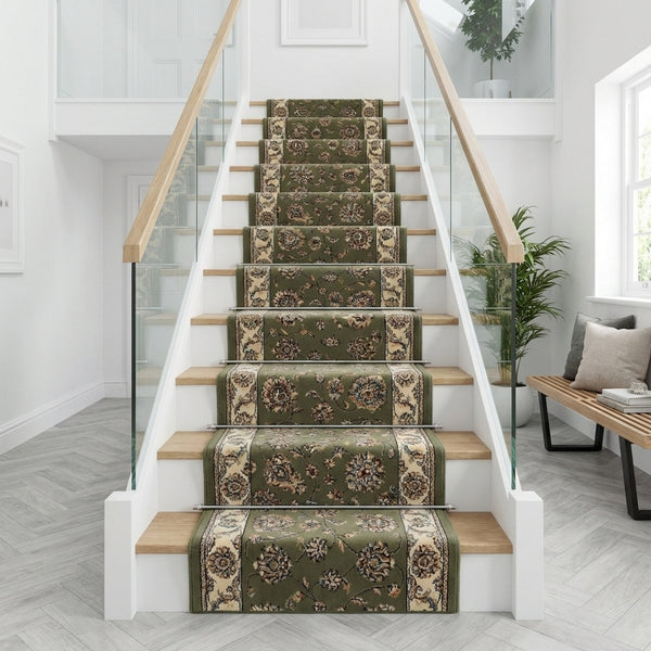 Ancient Garden Green/Ivory 57365-4464 Stair Runner