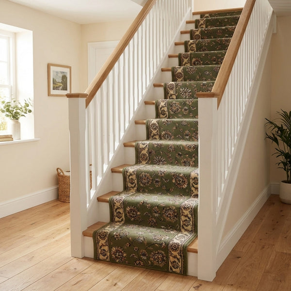 Ancient Garden Green/Ivory 57365-4464 Stair Runner