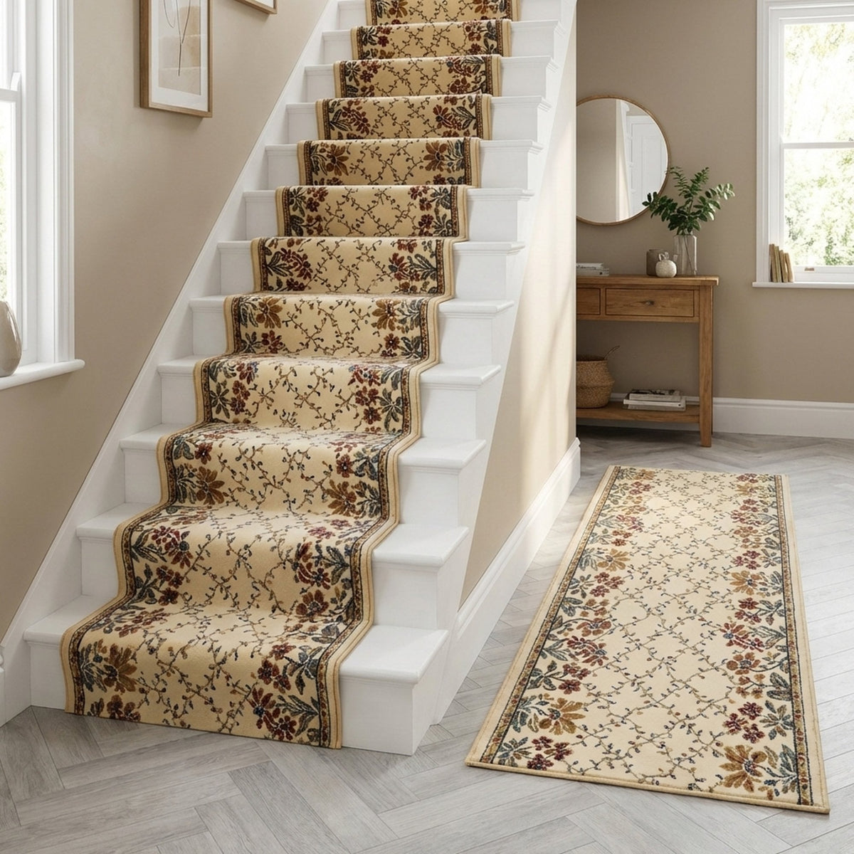 Ancient Garden Ivory 57084-6464 Stair Runner