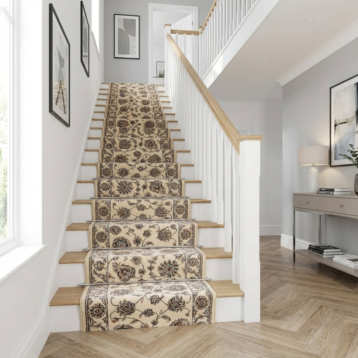 Ancient Garden Ivory/Ivory 57365-6464 Stair Runner