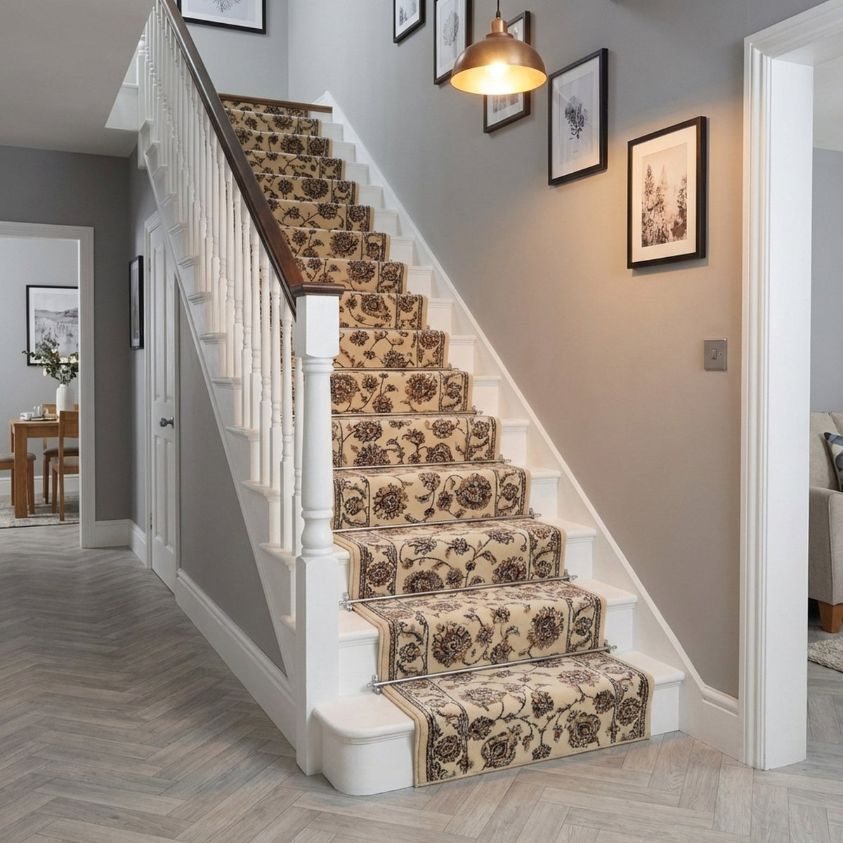 Ancient Garden Ivory/Ivory 57365-6464 Stair Runner