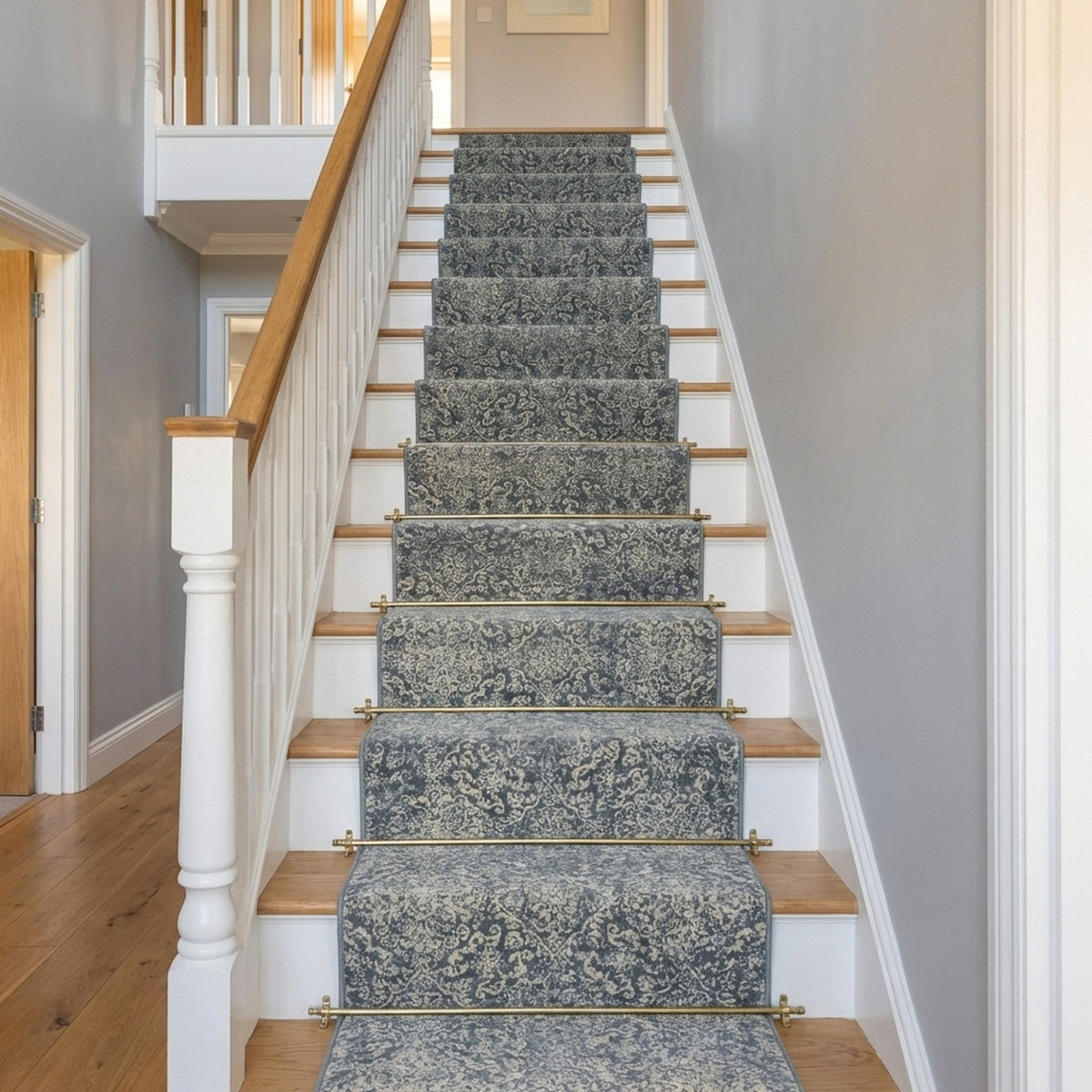 Ancient Garden Light Blue 57162-4666 Stair Runner