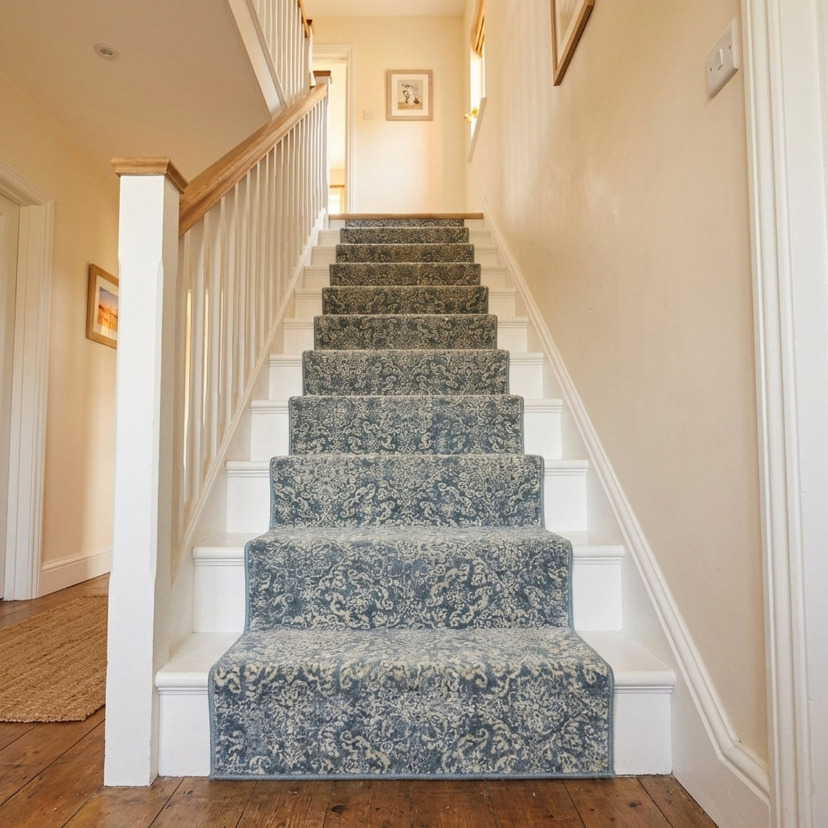 Ancient Garden Light Blue 57162-4666 Stair Runner