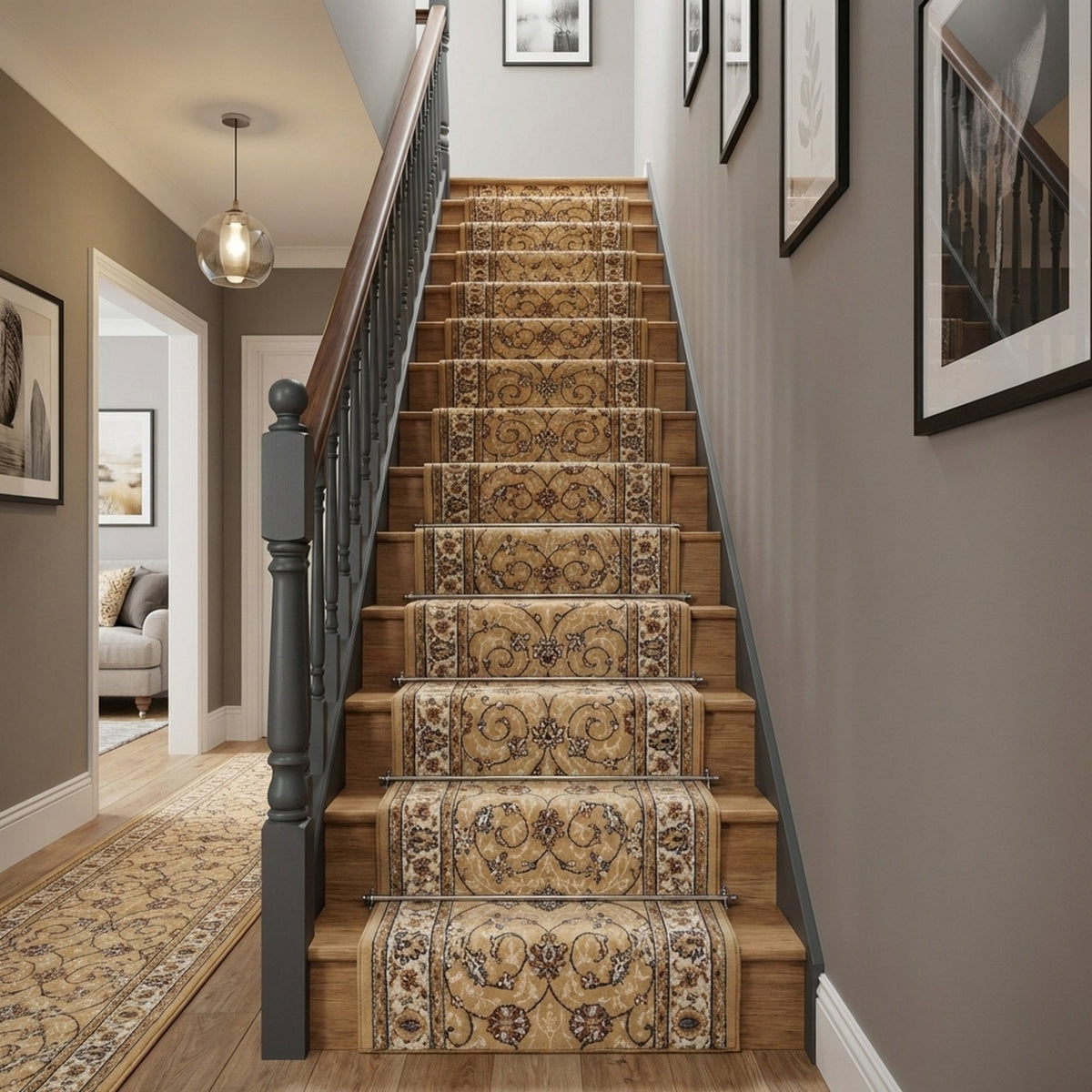 Ancient Garden Light Gold/Ivory 57120-2464 Stair Runner