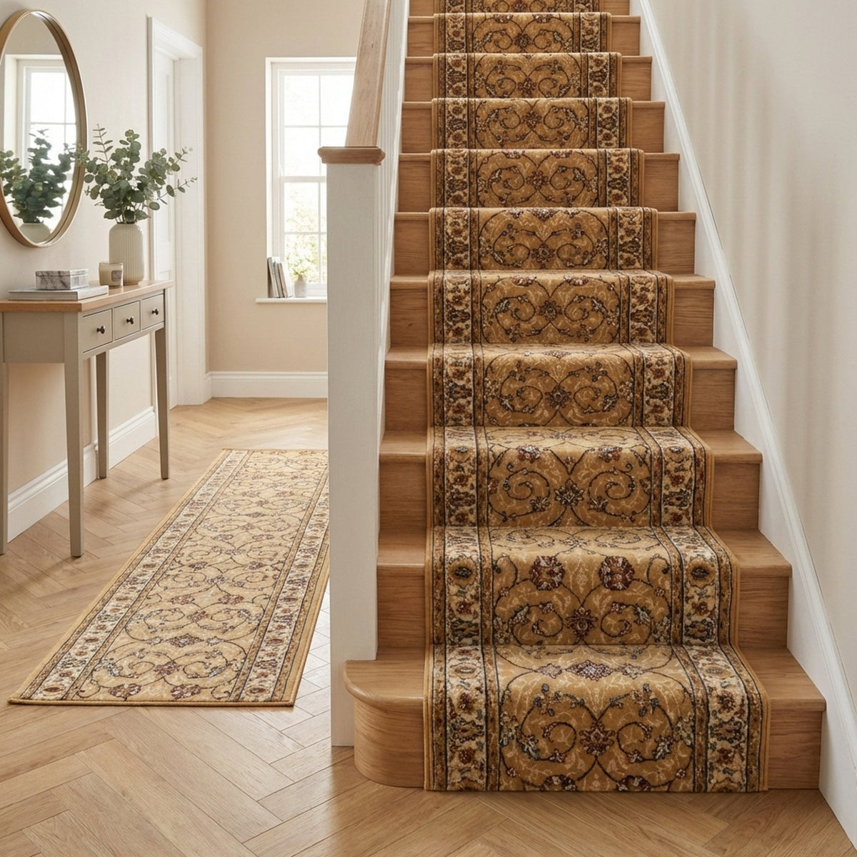 Ancient Garden Light Gold/Ivory 57120-2464 Stair Runner