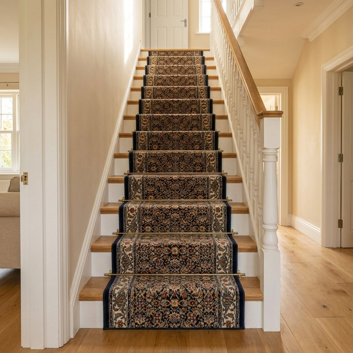 Ancient Garden Navy 57011-3464 Stair Runner