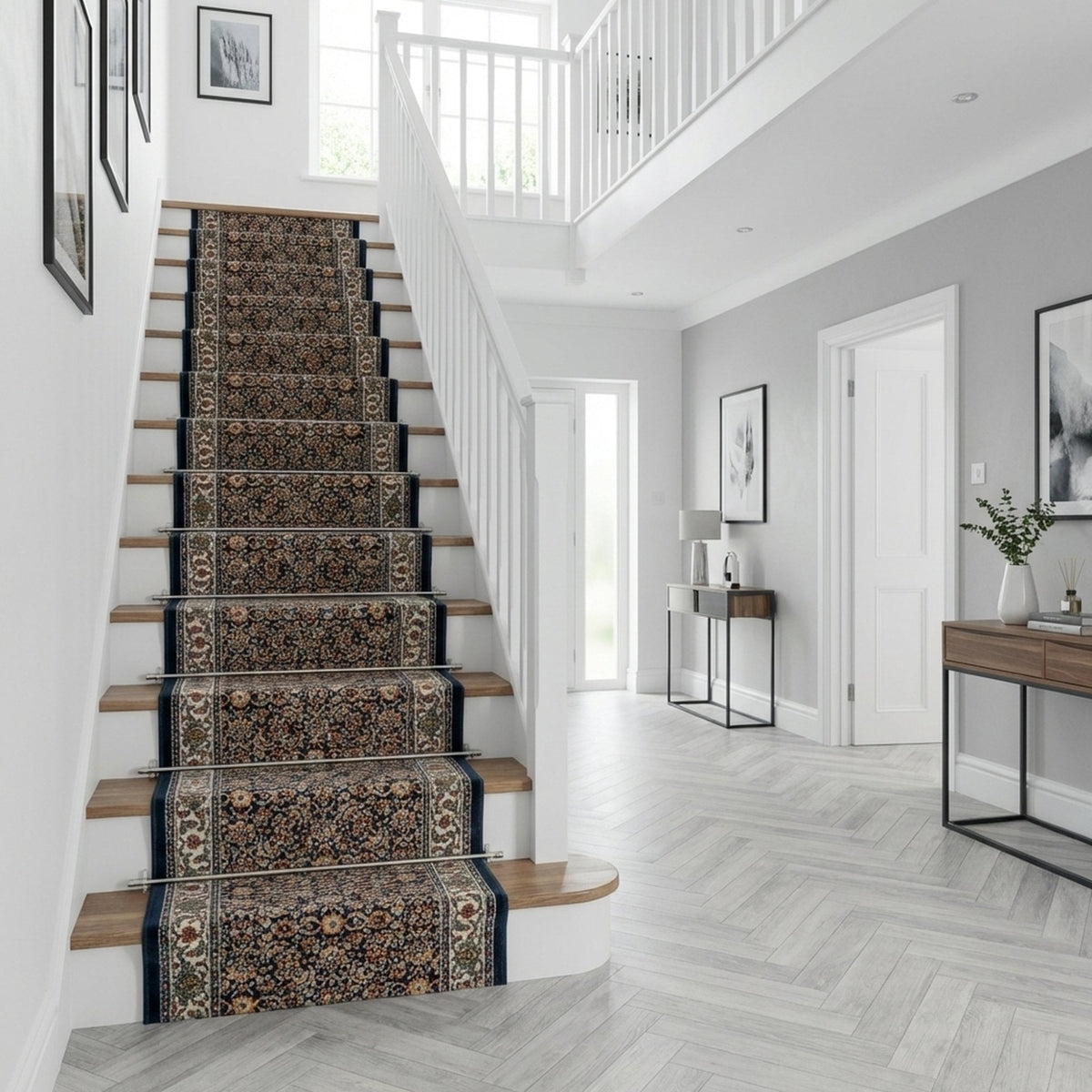 Ancient Garden Navy 57011-3464 Stair Runner