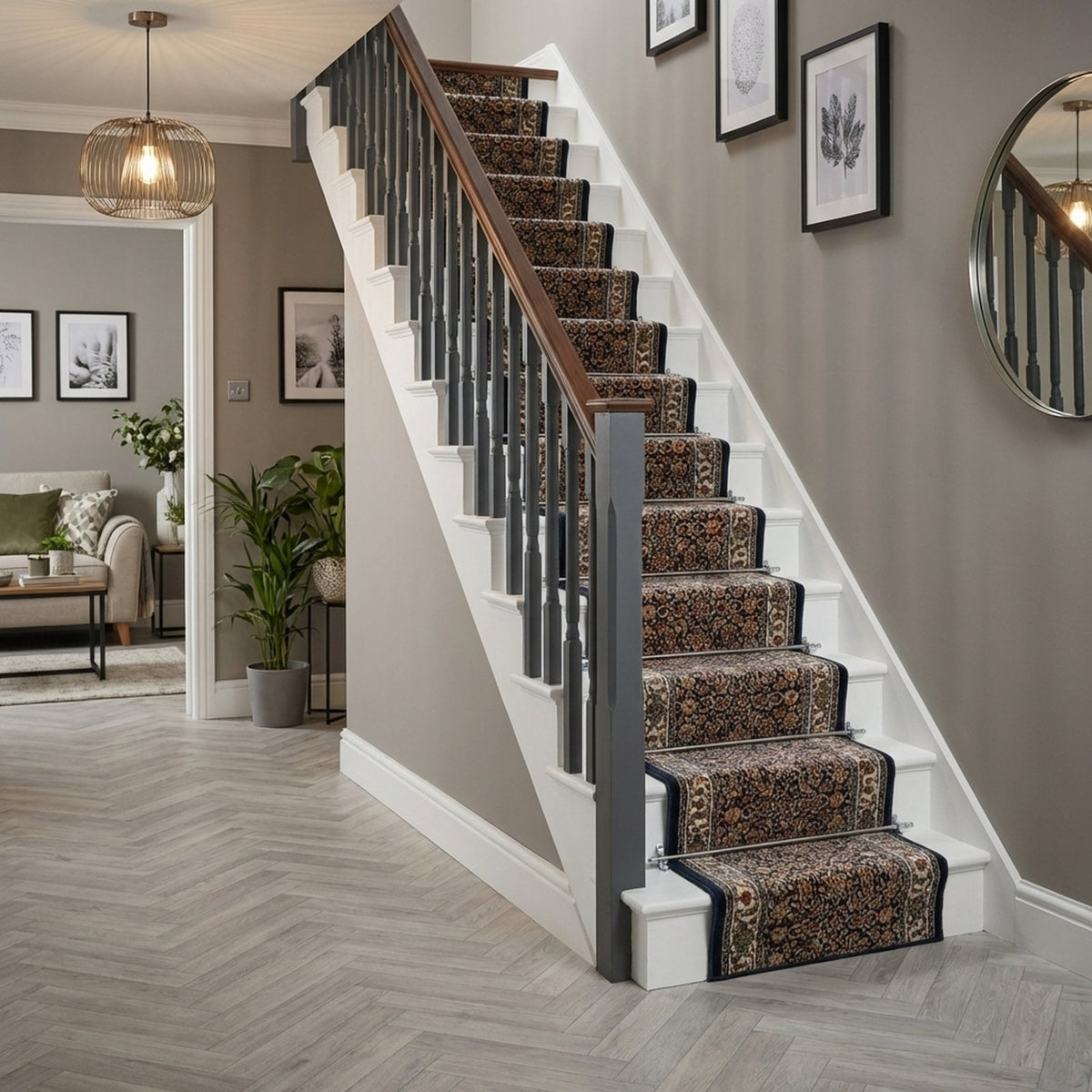 Ancient Garden Navy 57011-3464 Stair Runner
