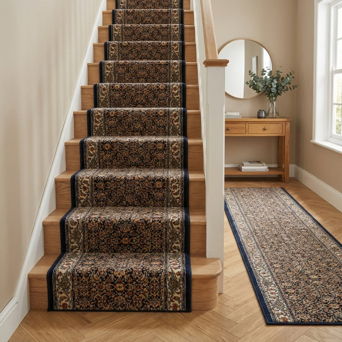 Ancient Garden Navy 57011-3464 Stair Runner