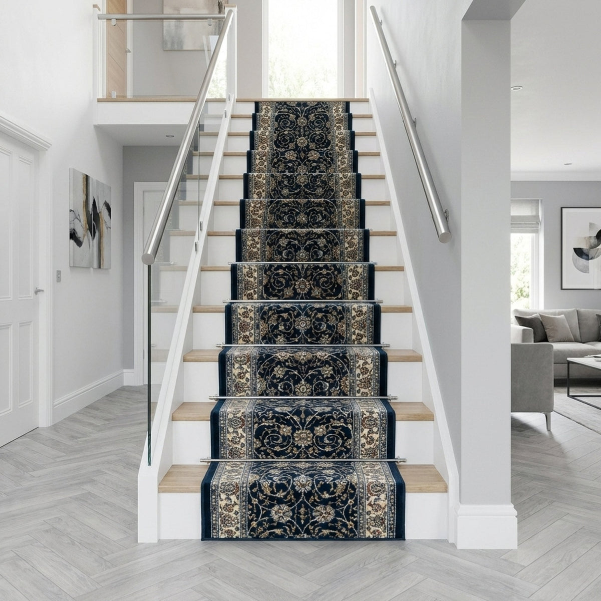 Ancient Garden Navy 57120-3464 Stair Runner
