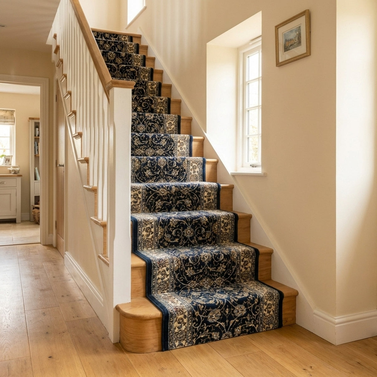 Ancient Garden Navy 57120-3464 Stair Runner