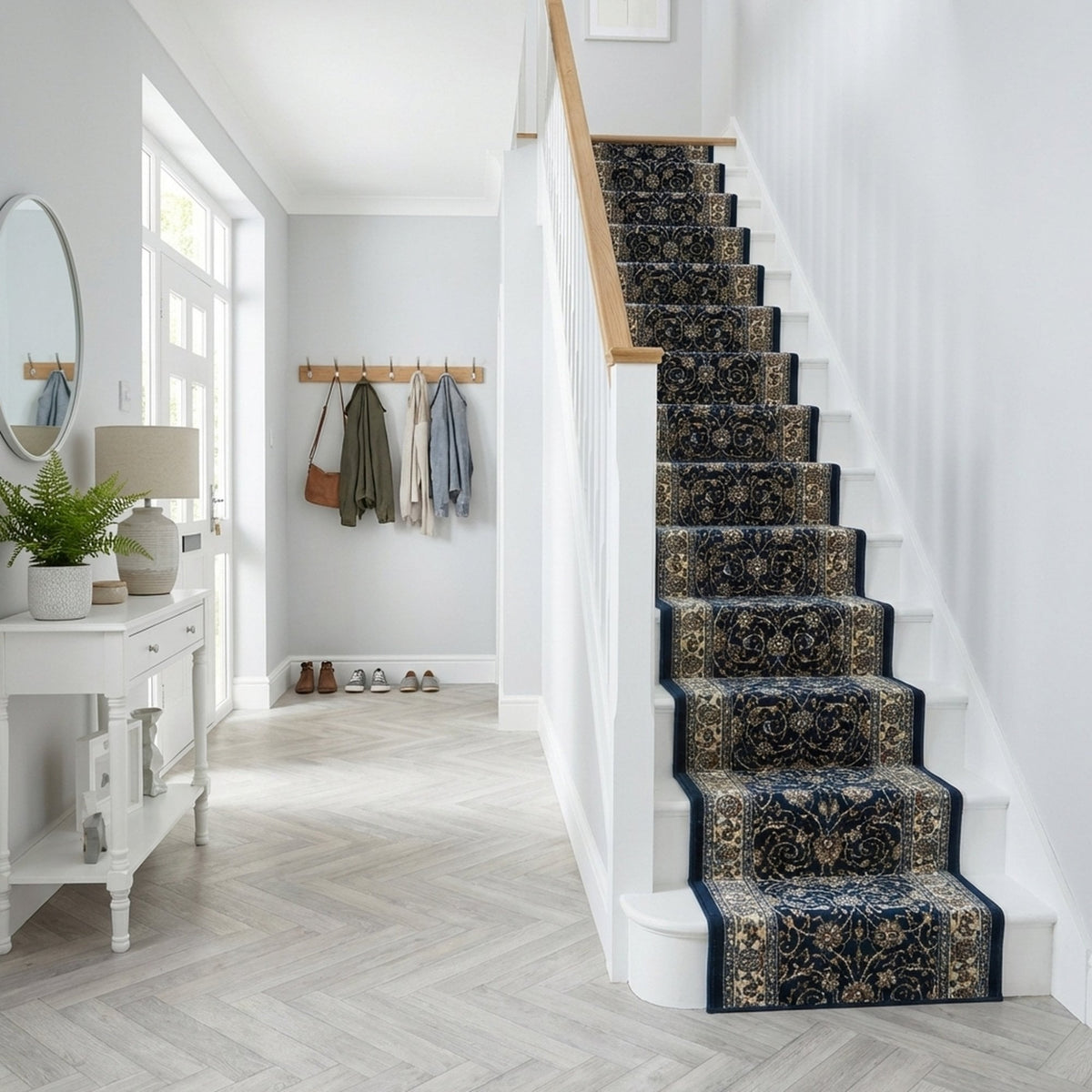 Ancient Garden Navy 57120-3464 Stair Runner