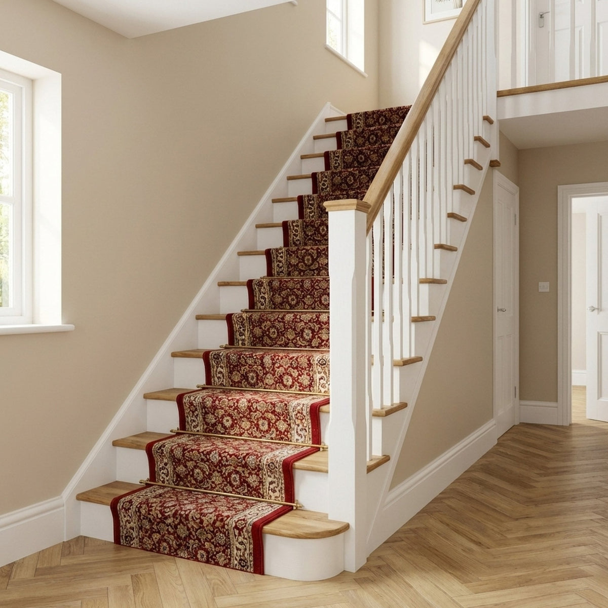 Ancient Garden Red/Ivory 57011-1414 Stair Runner