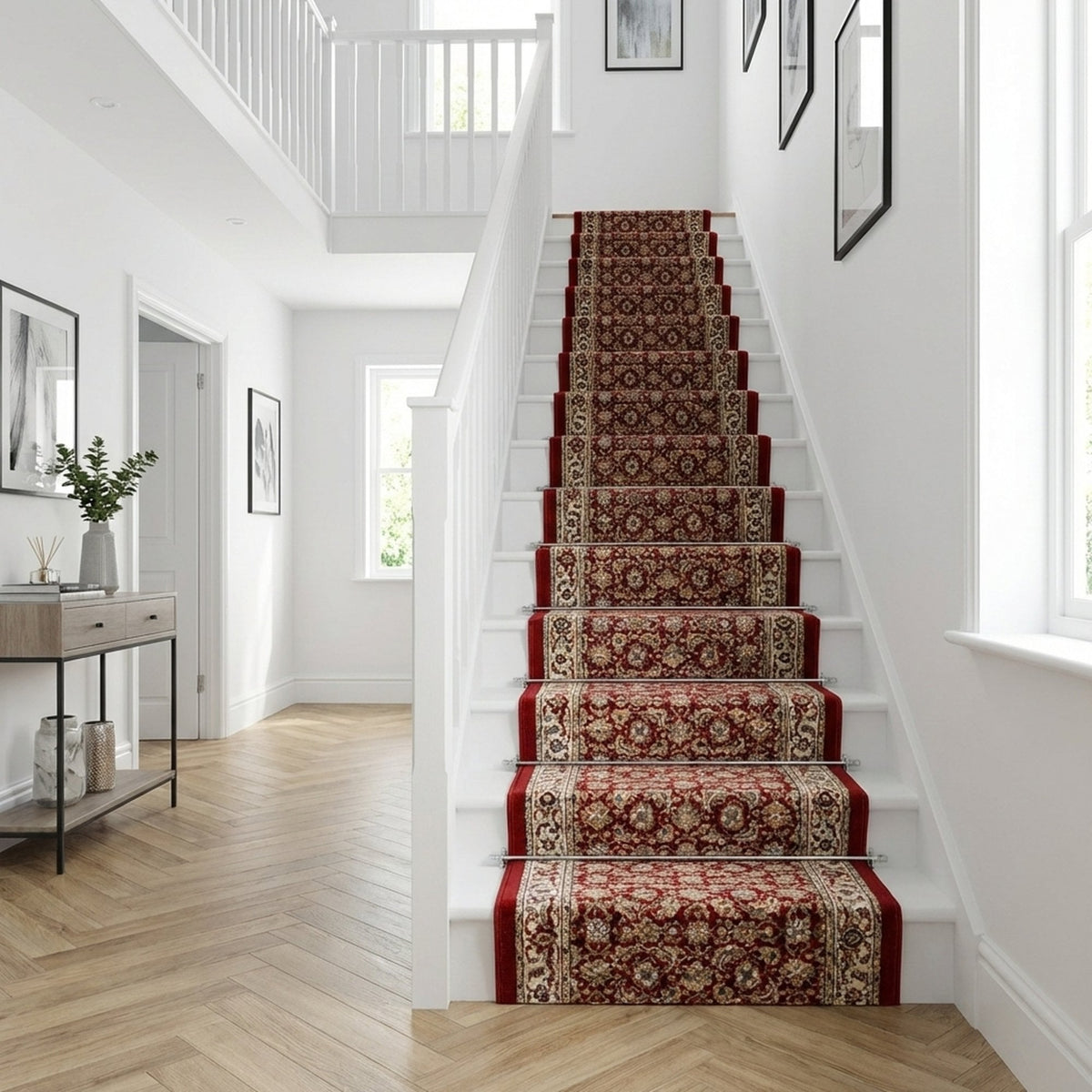 Ancient Garden Red/Ivory 57011-1414 Stair Runner