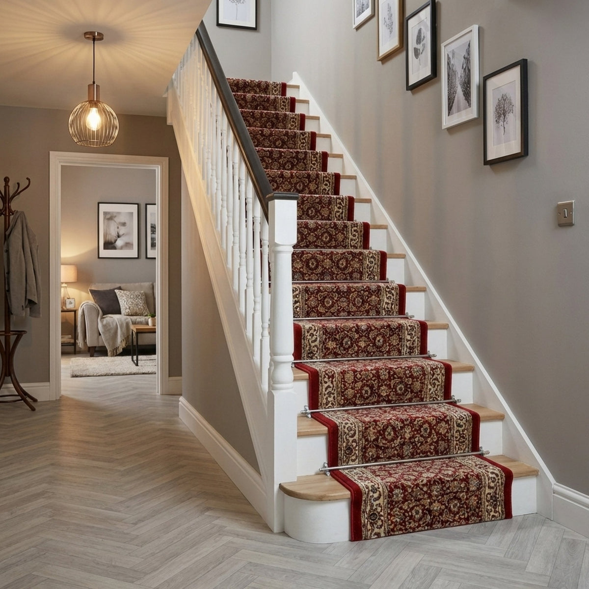 Ancient Garden Red/Ivory 57011-1414 Stair Runner