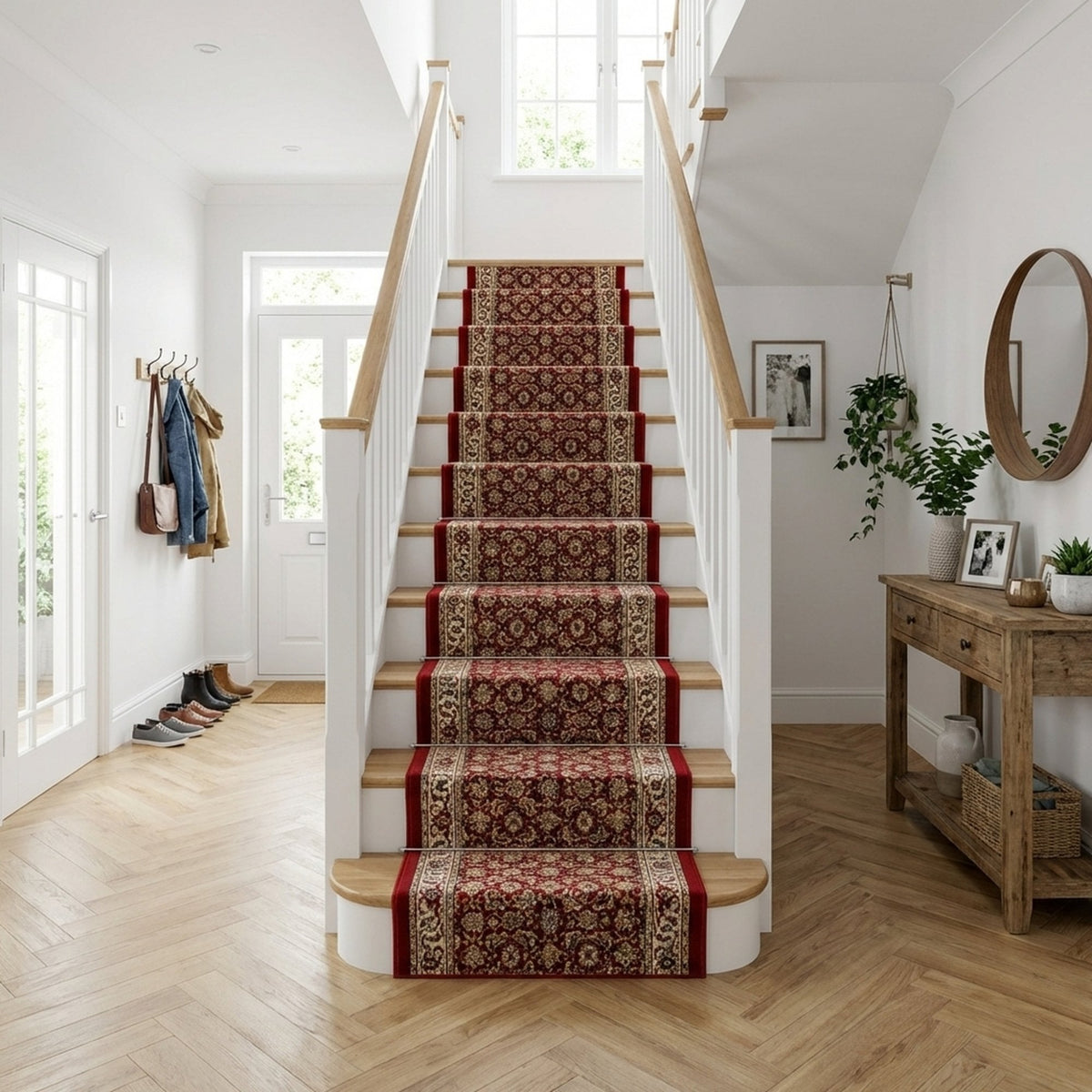 Ancient Garden Red/Ivory 57011-1414 Stair Runner