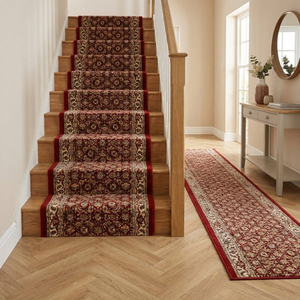 Ancient Garden Red/Ivory 57011-1414 Stair Runner
