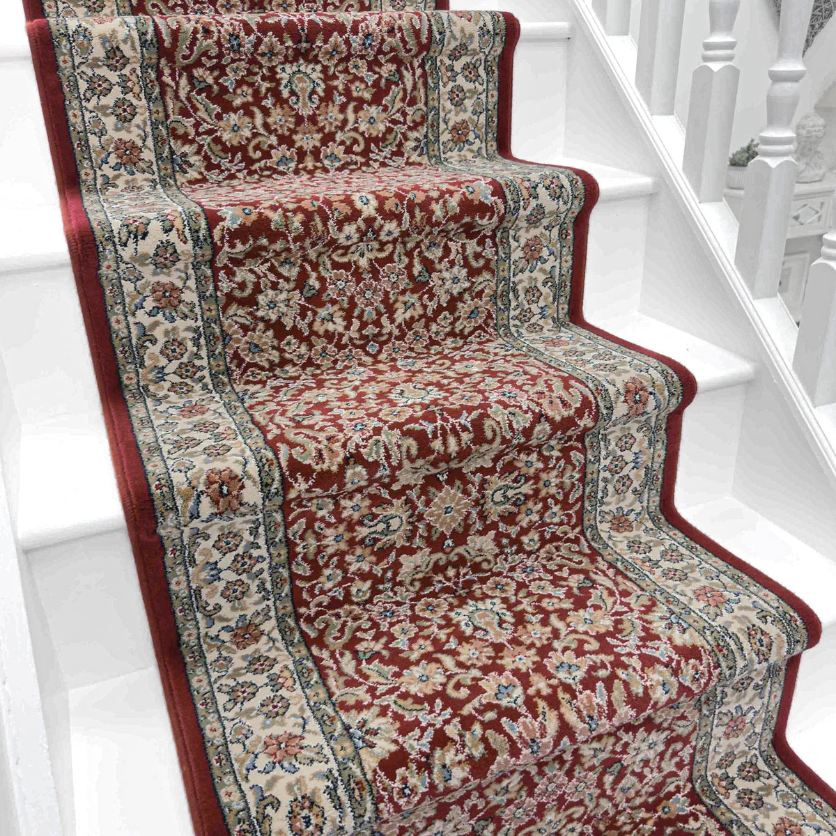 Ancient Garden Red/Ivory 57078-1414 Stair Runner