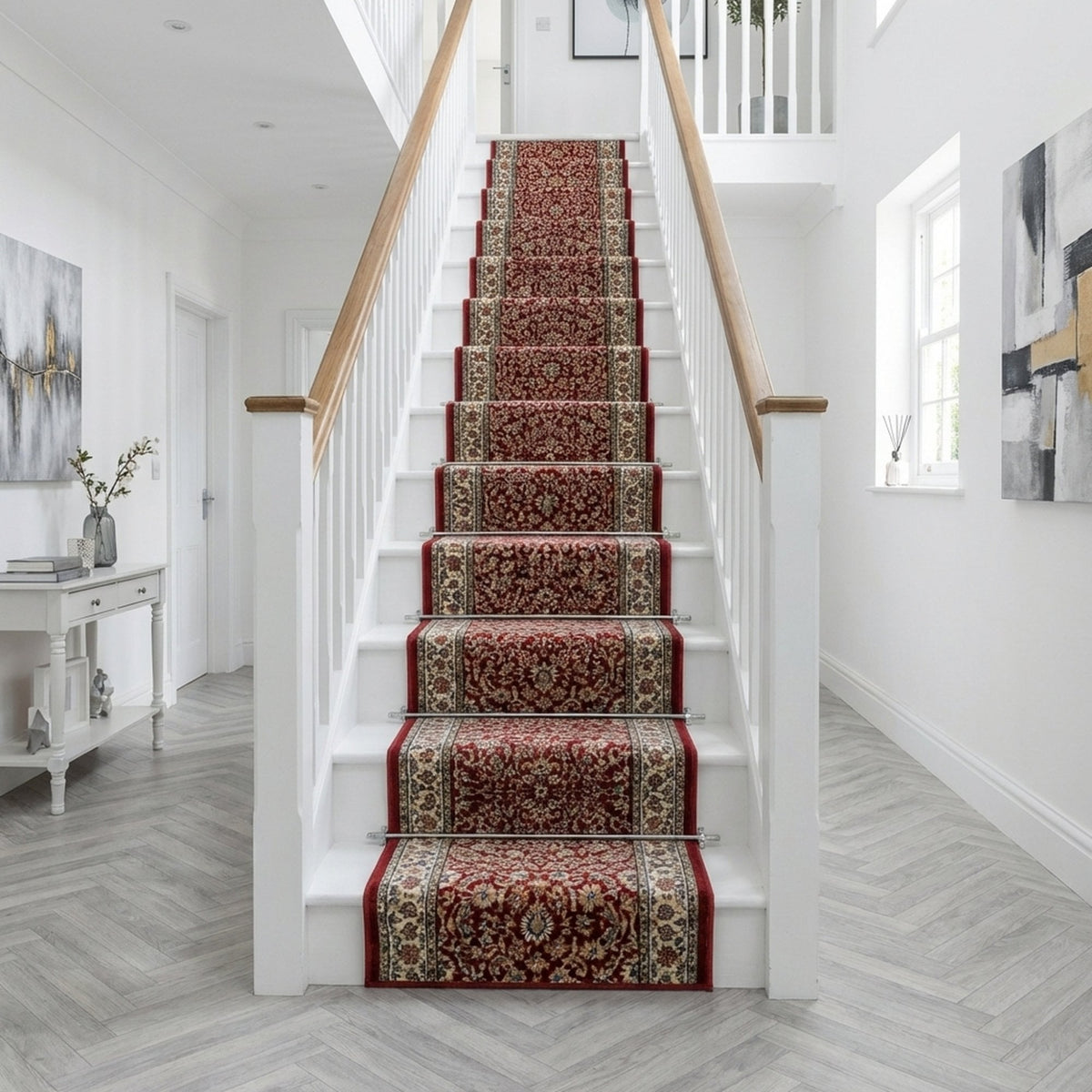 Ancient Garden Red/Ivory 57078-1414 Stair Runner