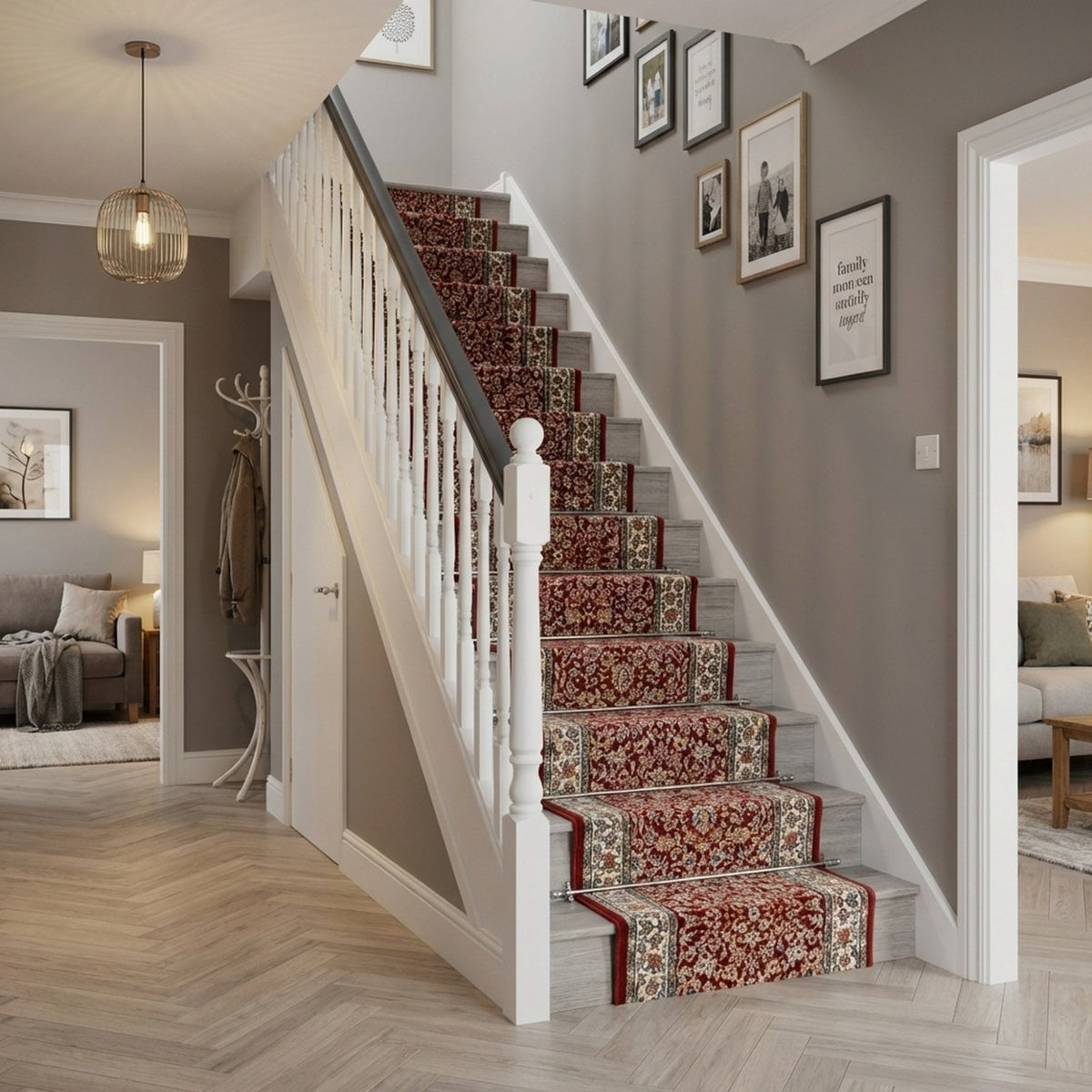 Ancient Garden Red/Ivory 57078-1414 Stair Runner