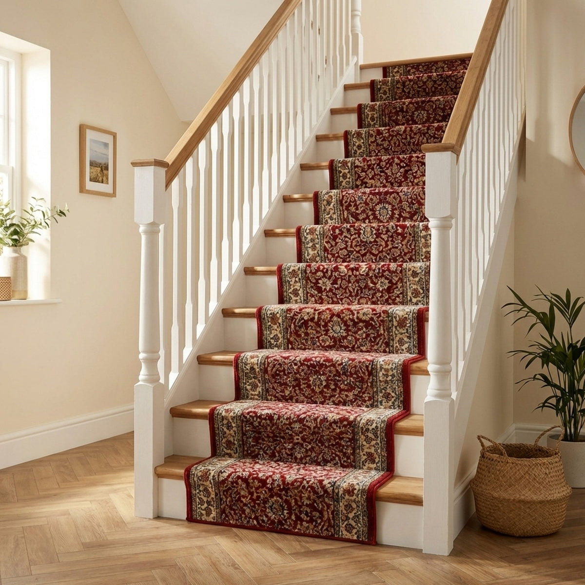 Ancient Garden Red/Ivory 57078-1414 Stair Runner