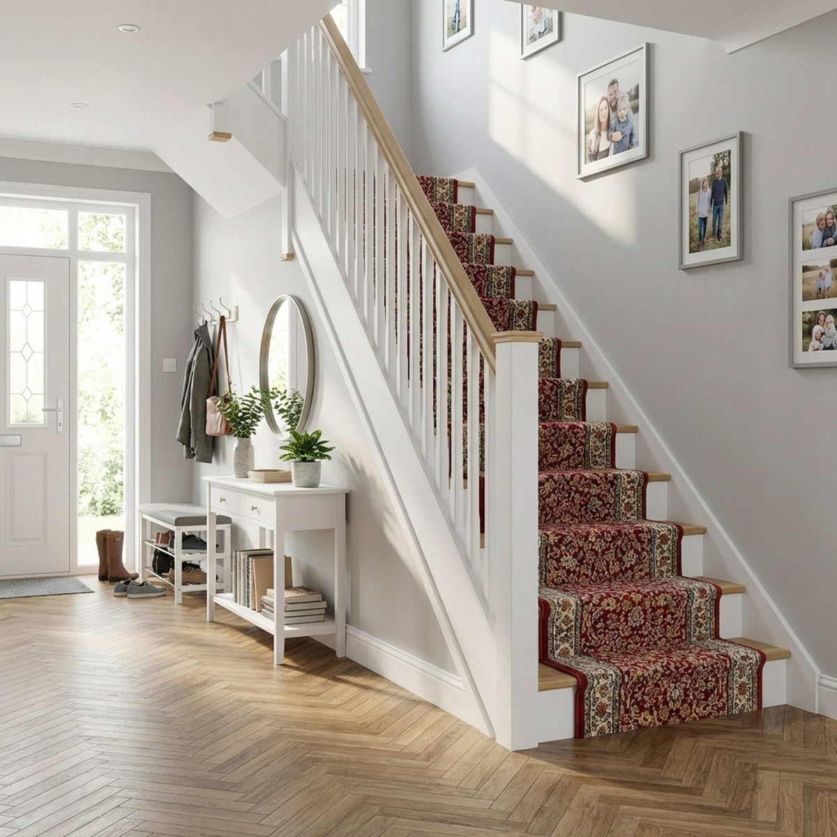 Ancient Garden Red/Ivory 57078-1414 Stair Runner