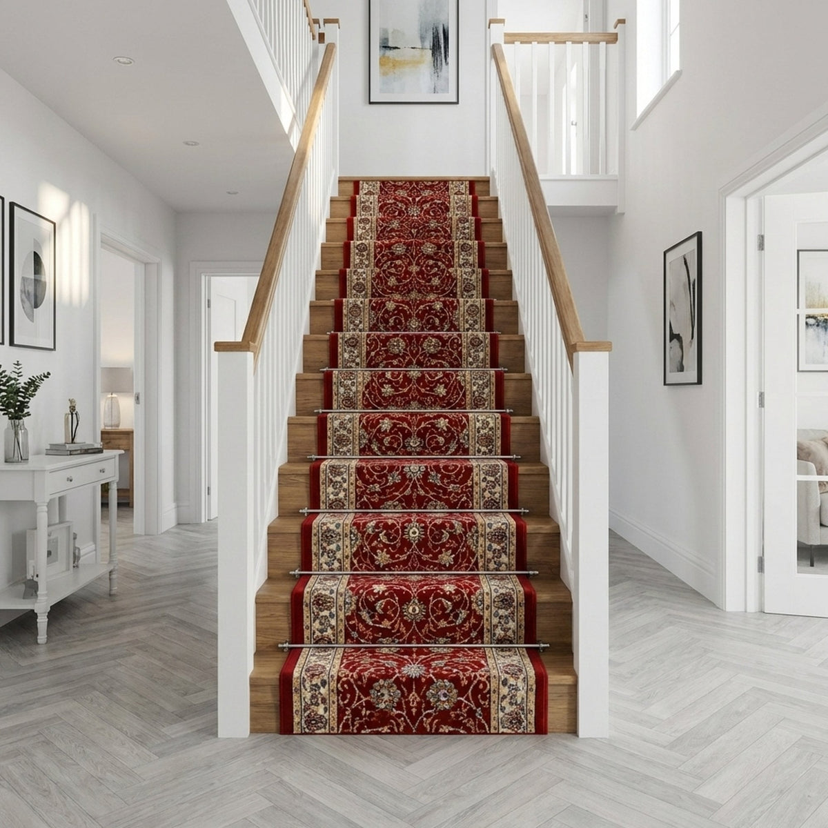 Ancient Garden Red/Ivory 57120-1464 Stair Runner