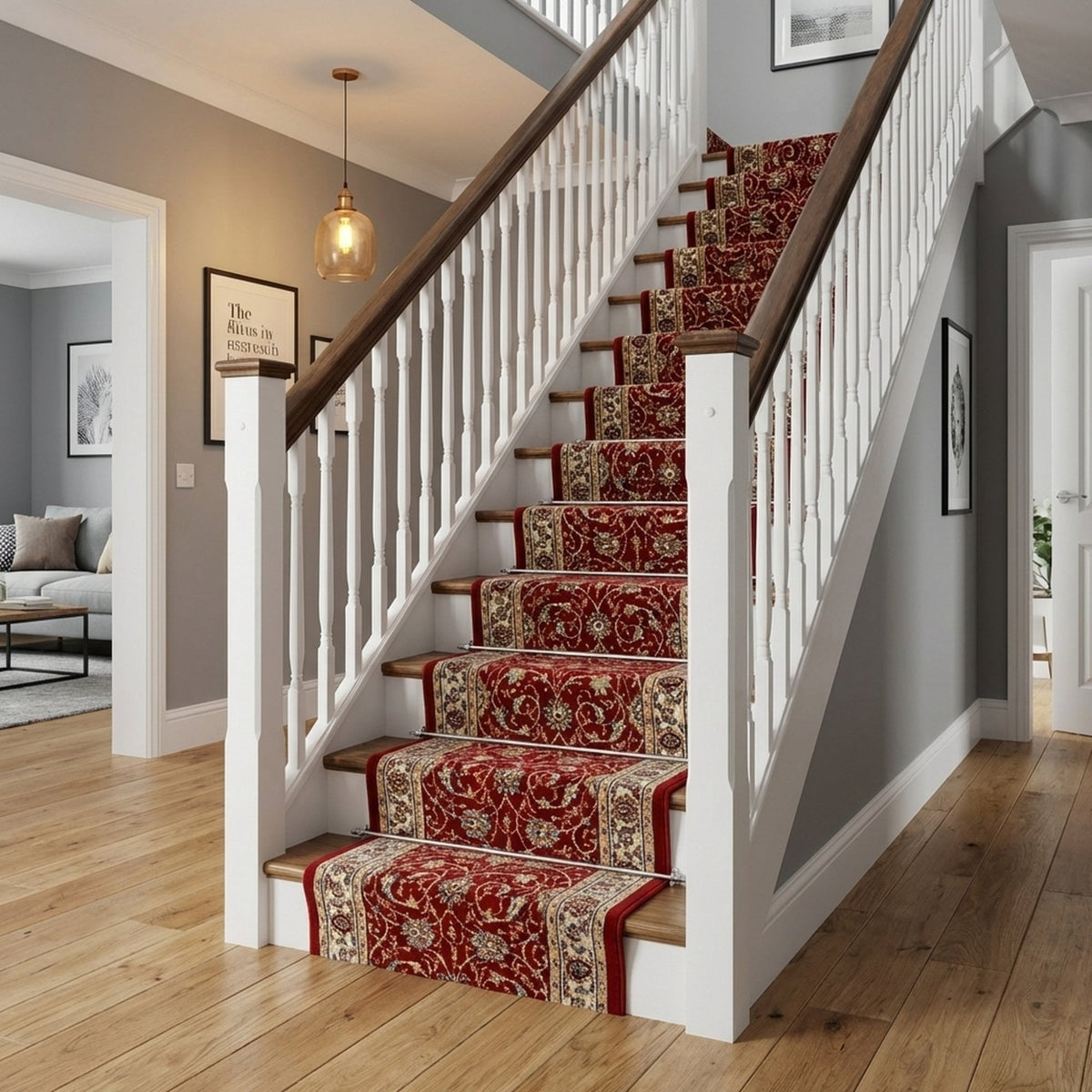 Ancient Garden Red/Ivory 57120-1464 Stair Runner