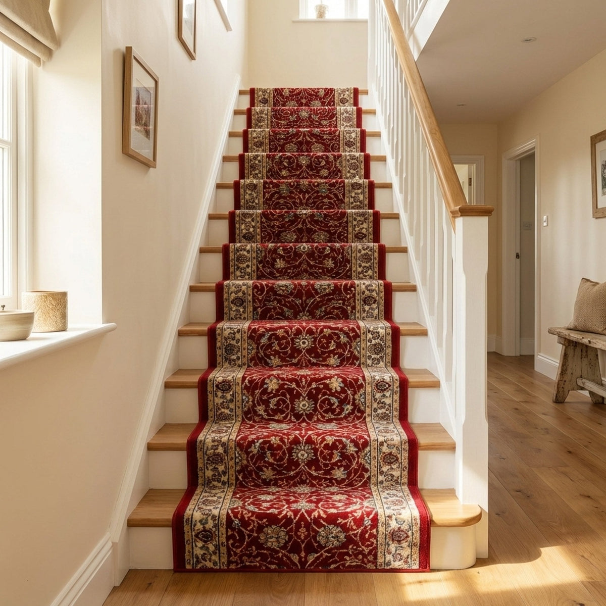 Ancient Garden Red/Ivory 57120-1464 Stair Runner