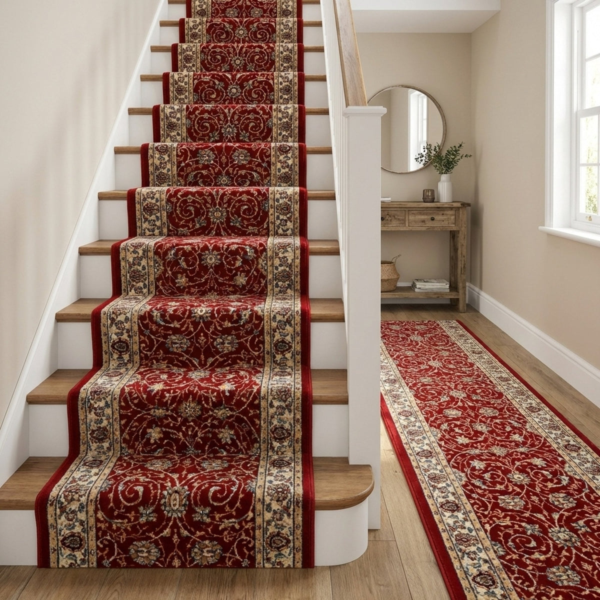 Ancient Garden Red/Ivory 57120-1464 Stair Runner