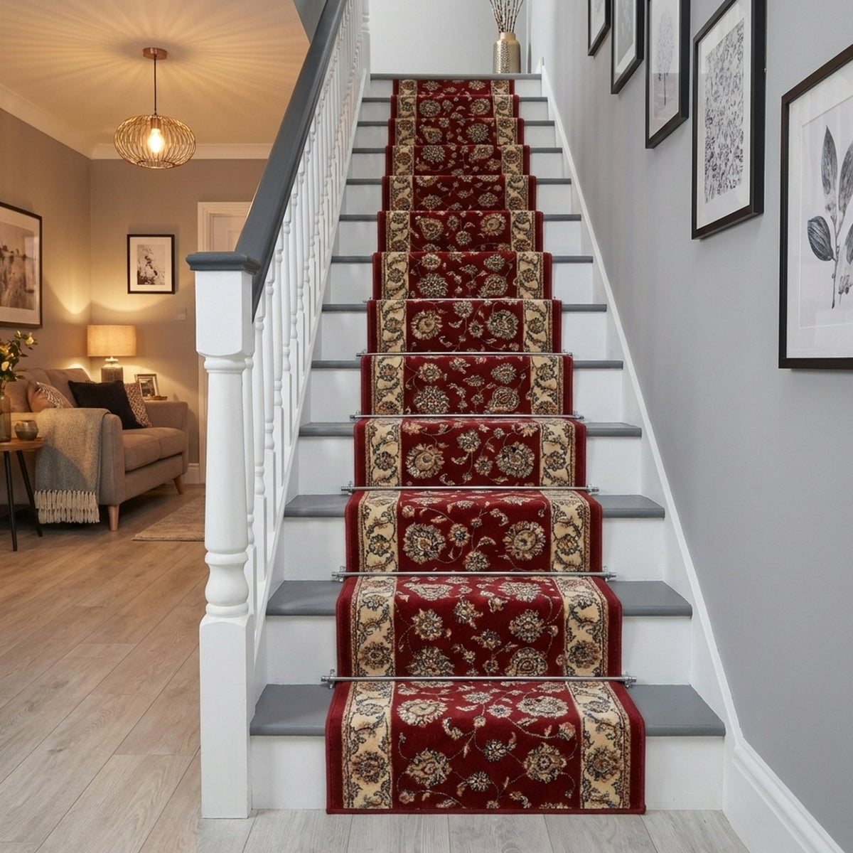 Ancient Garden Red/Ivory 57365-1464 Stair Runner