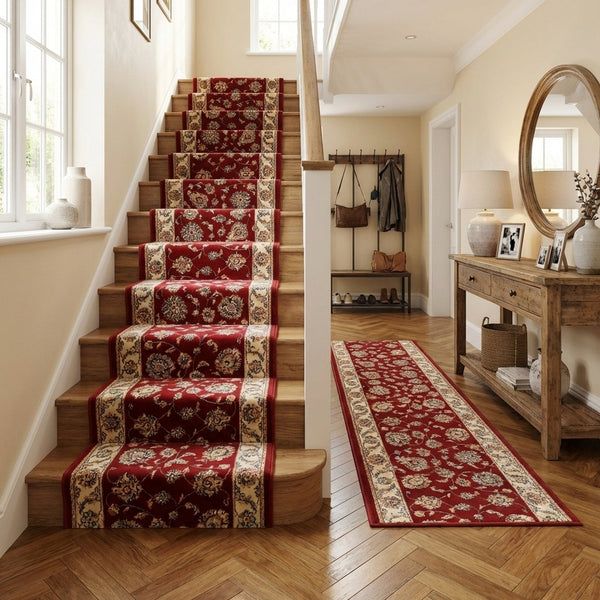 Ancient Garden Red/Ivory 57365-1464 Stair Runner