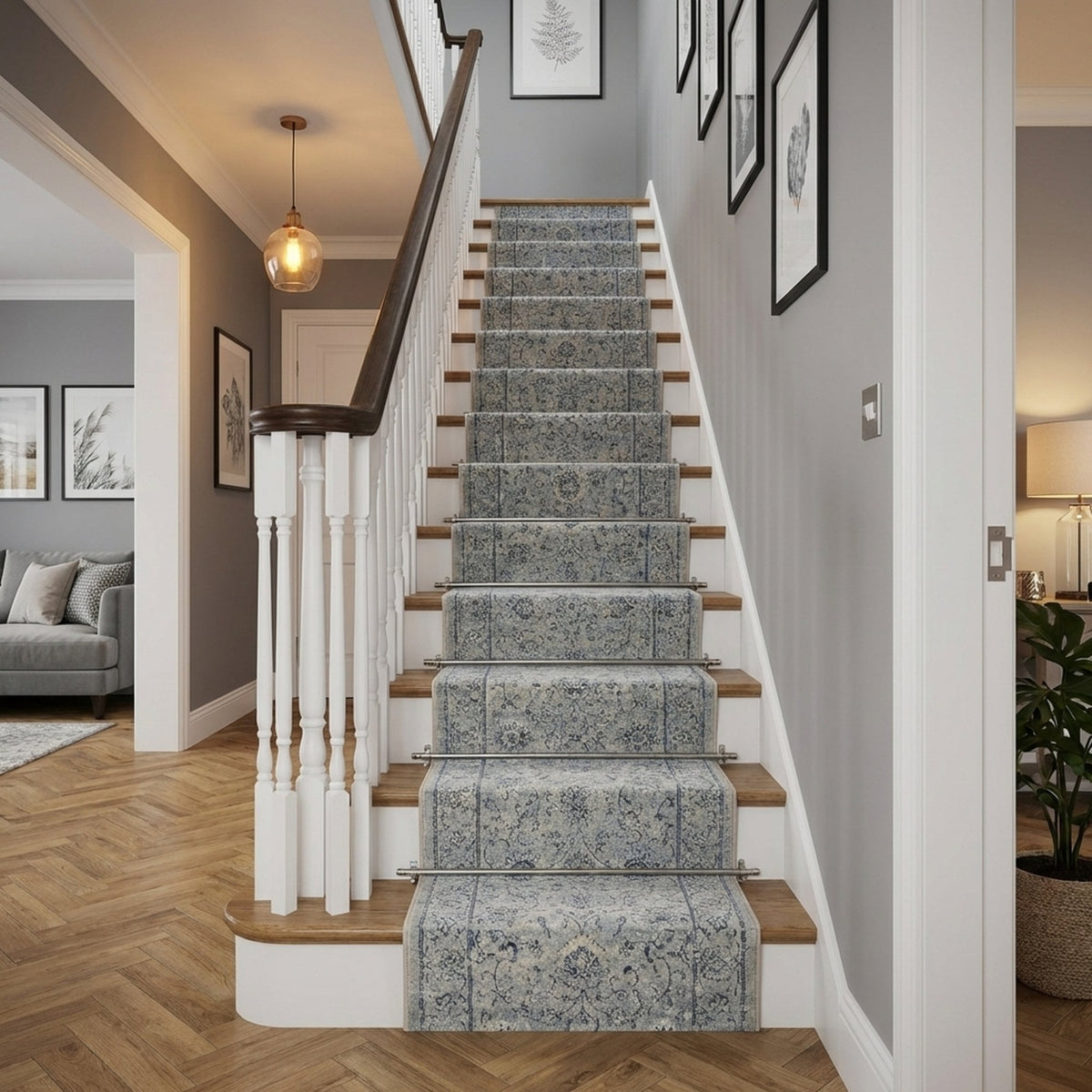 Ancient Garden Silver/Grey 57126-9696 Stair Runner