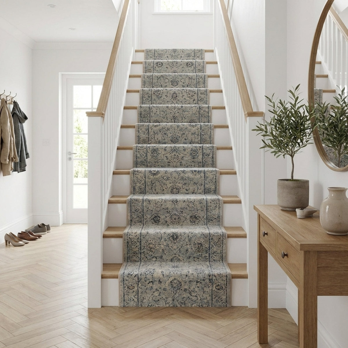 Ancient Garden Silver/Grey 57126-9696 Stair Runner