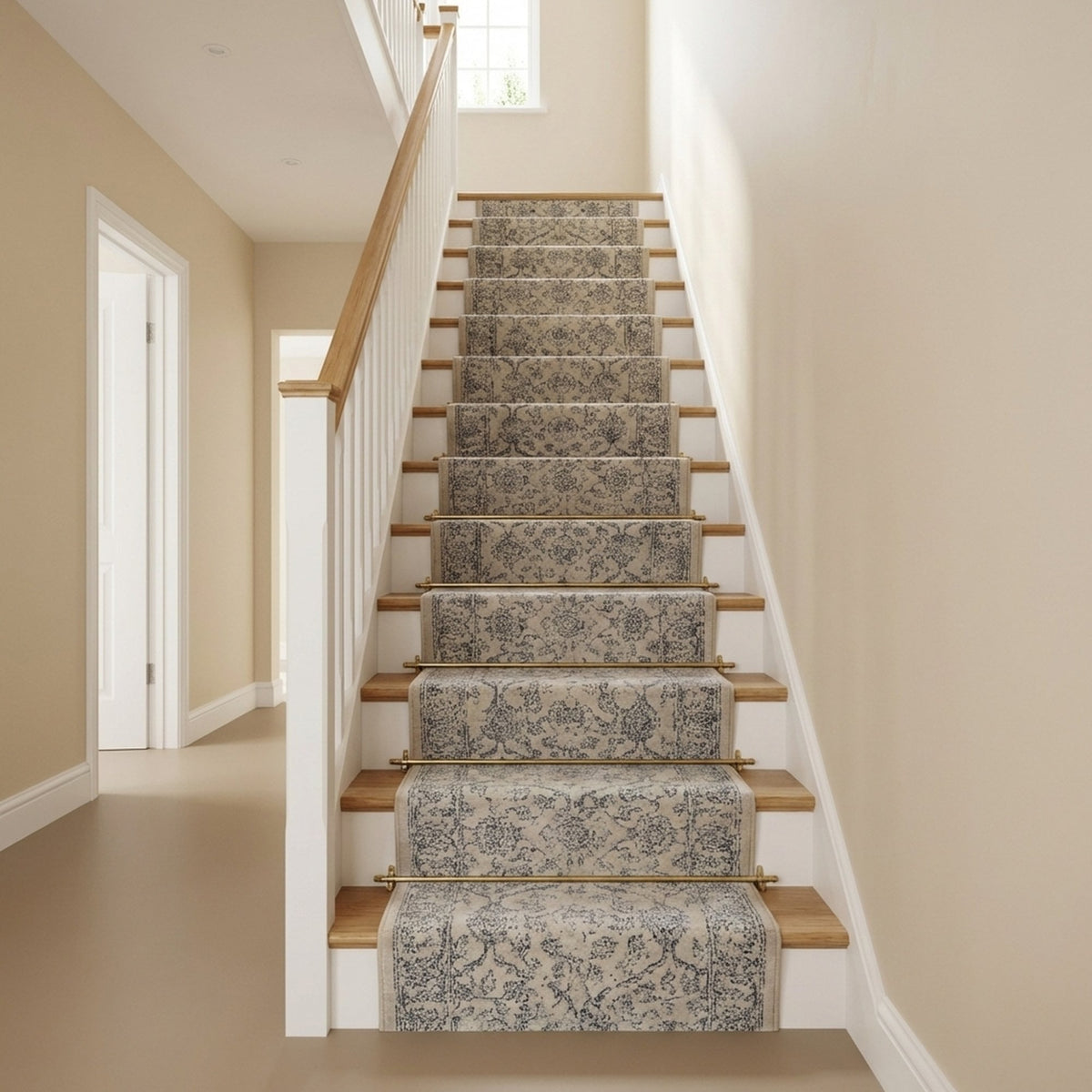 Ancient Garden Silver/Gray 57136-9696 Stair Runner