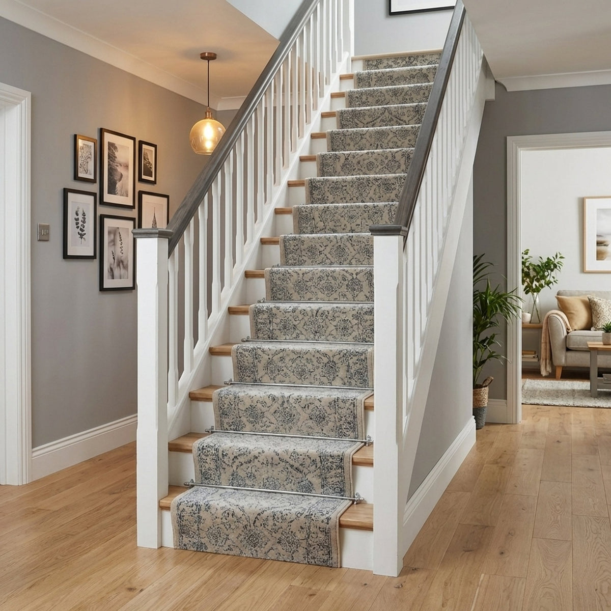 Ancient Garden Silver/Gray 57136-9696 Stair Runner