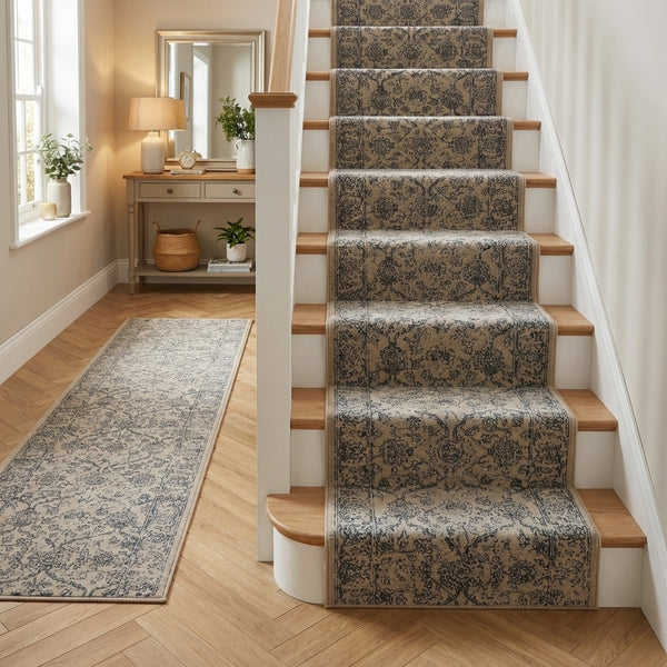 Ancient Garden Silver/Gray 57136-9696 Stair Runner
