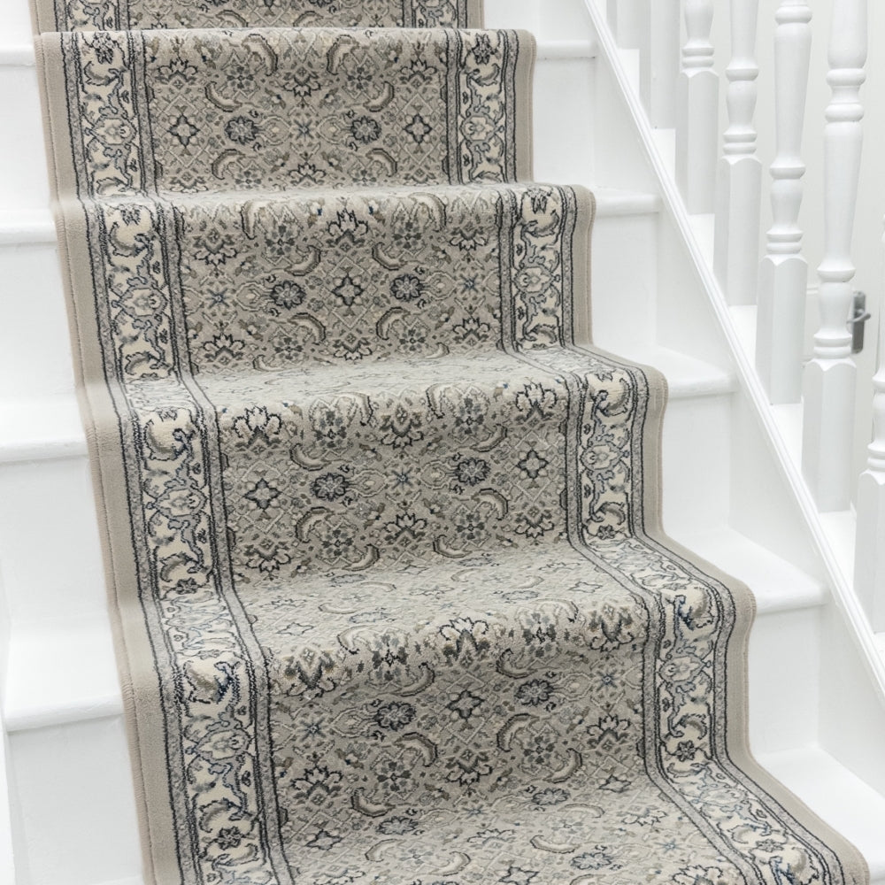 Ancient Garden Soft Gray/Cream 57011-9666 Stair Runner
