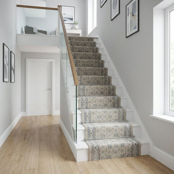 Ancient Garden Soft Gray/Cream 57011-9666 Stair Runner
