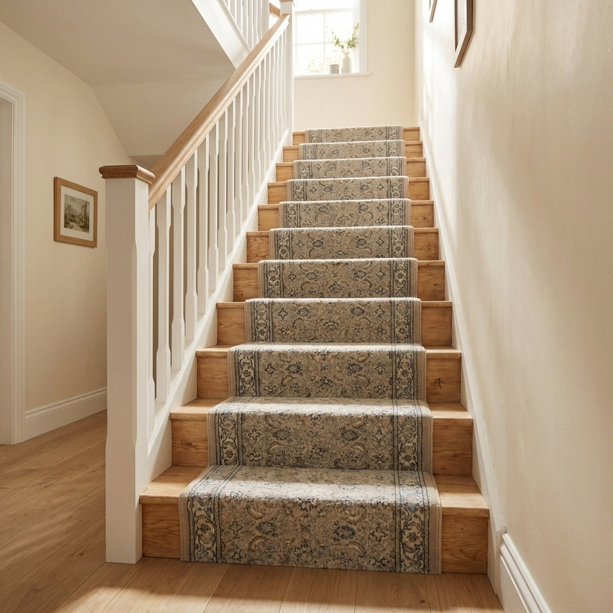 Ancient Garden Soft Gray/Cream 57011-9666 Stair Runner