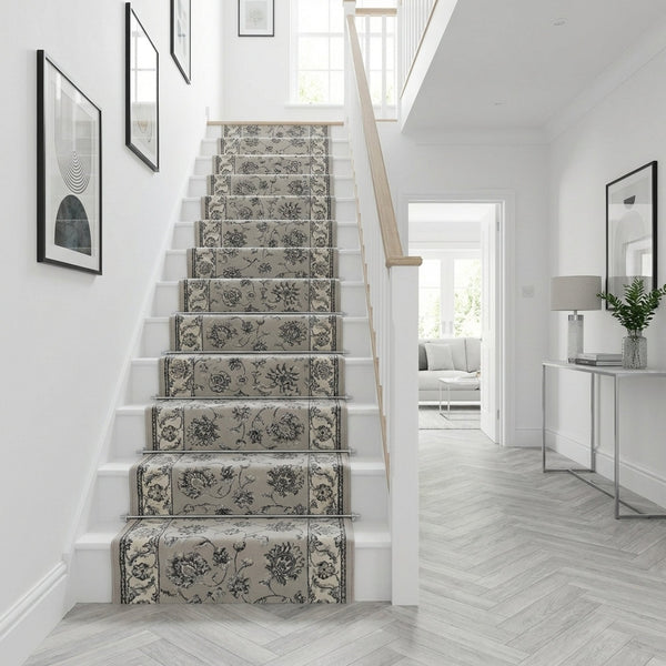 Ancient Garden Soft Gray/Cream 57365-9666 Stair Runner