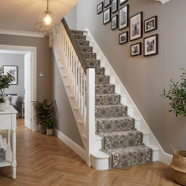 Ancient Garden Soft Gray/Cream 57365-9666 Stair Runner
