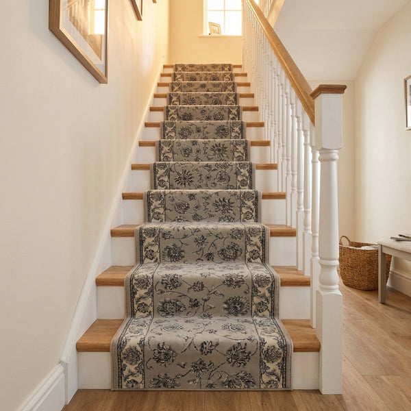 Ancient Garden Soft Gray/Cream 57365-9666 Stair Runner