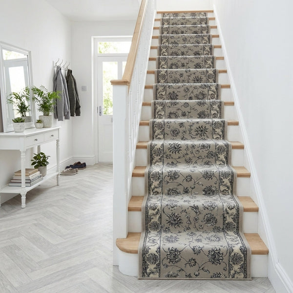 Ancient Garden Soft Gray/Cream 57365-9666 Stair Runner