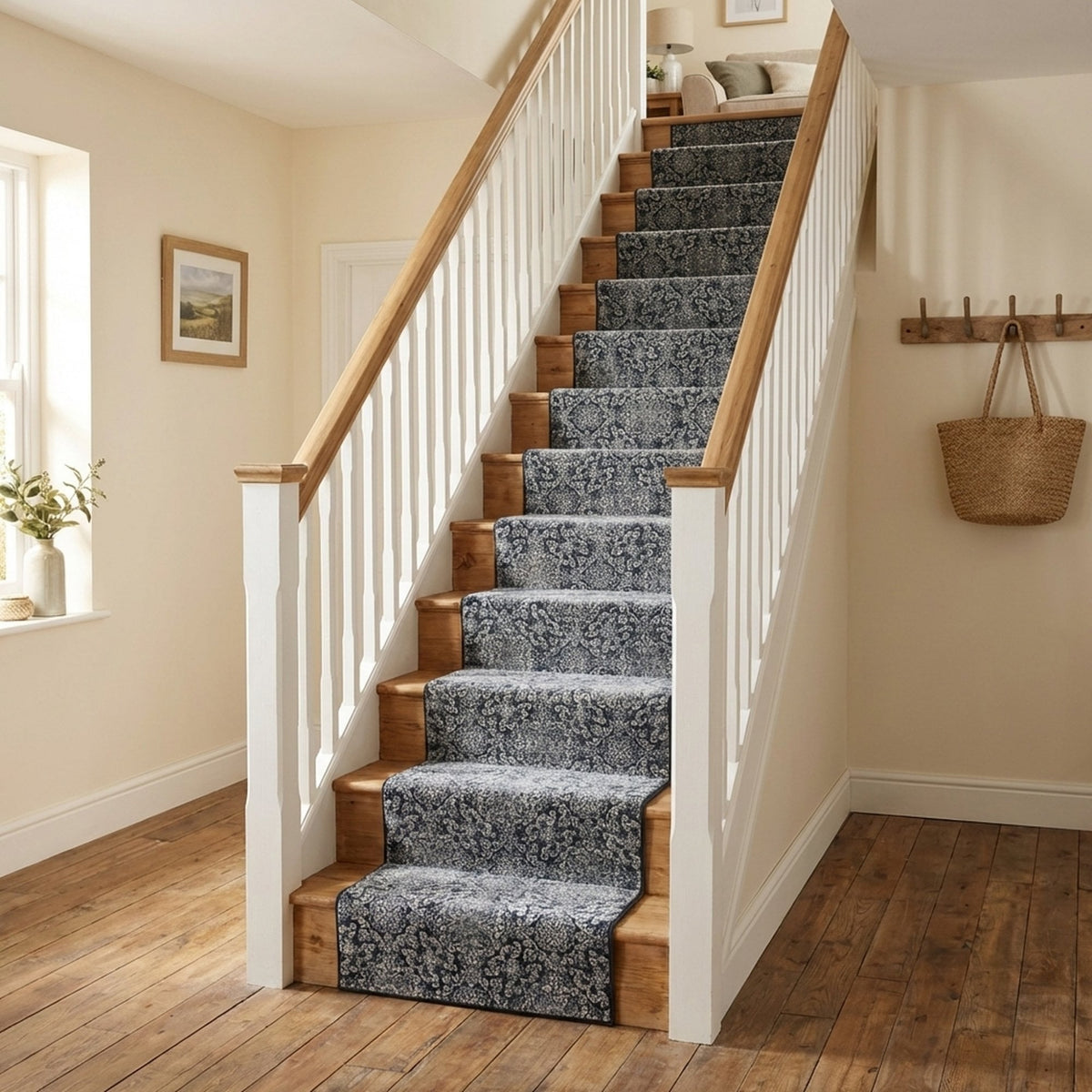 Ancient Garden Steel Blue 57162-3696 Stair Runner