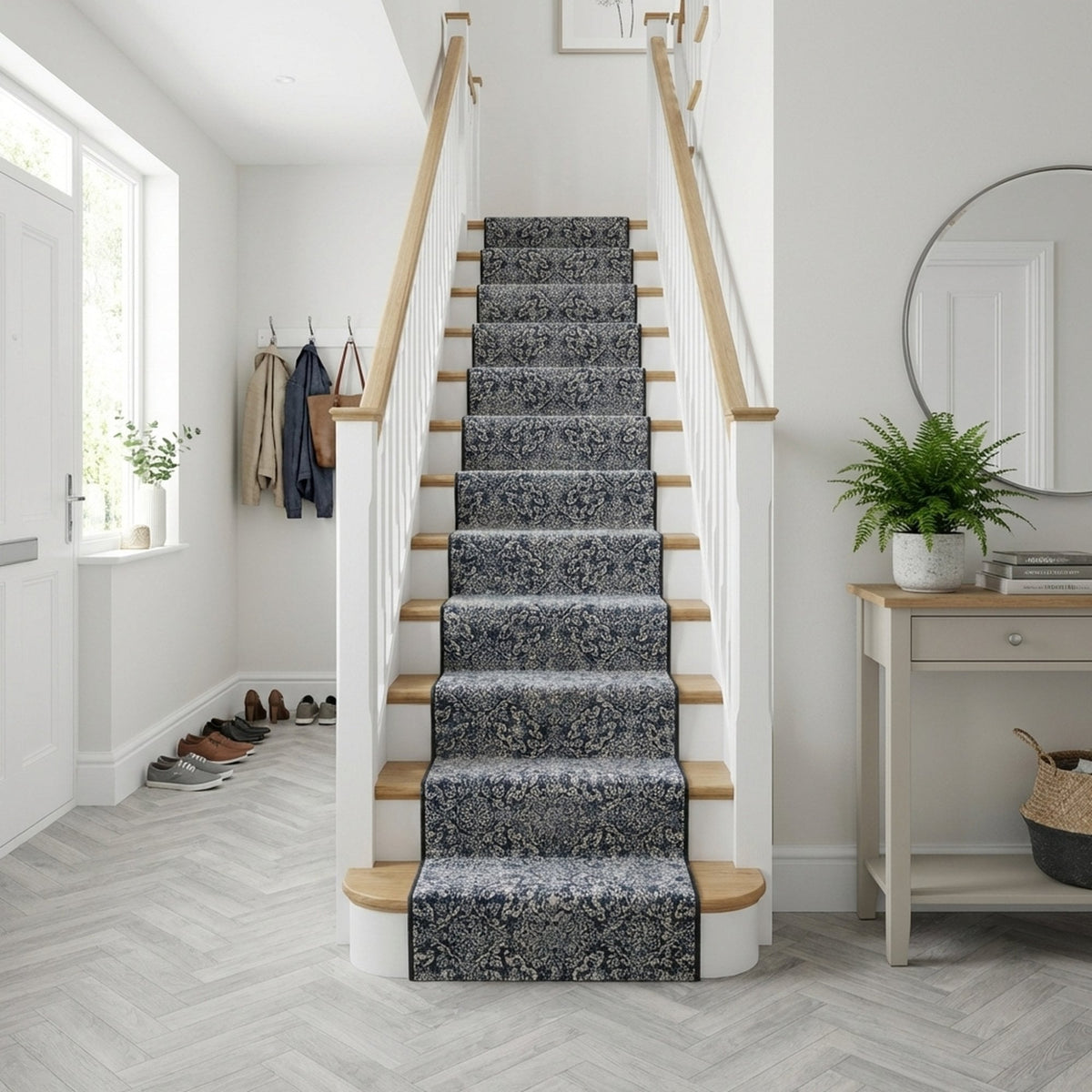 Ancient Garden Steel Blue 57162-3696 Stair Runner