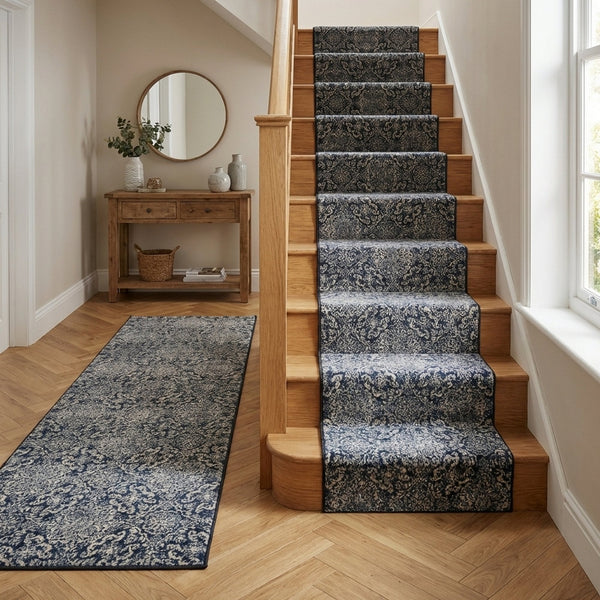 Ancient Garden Steel Blue 57162-3696 Stair Runner