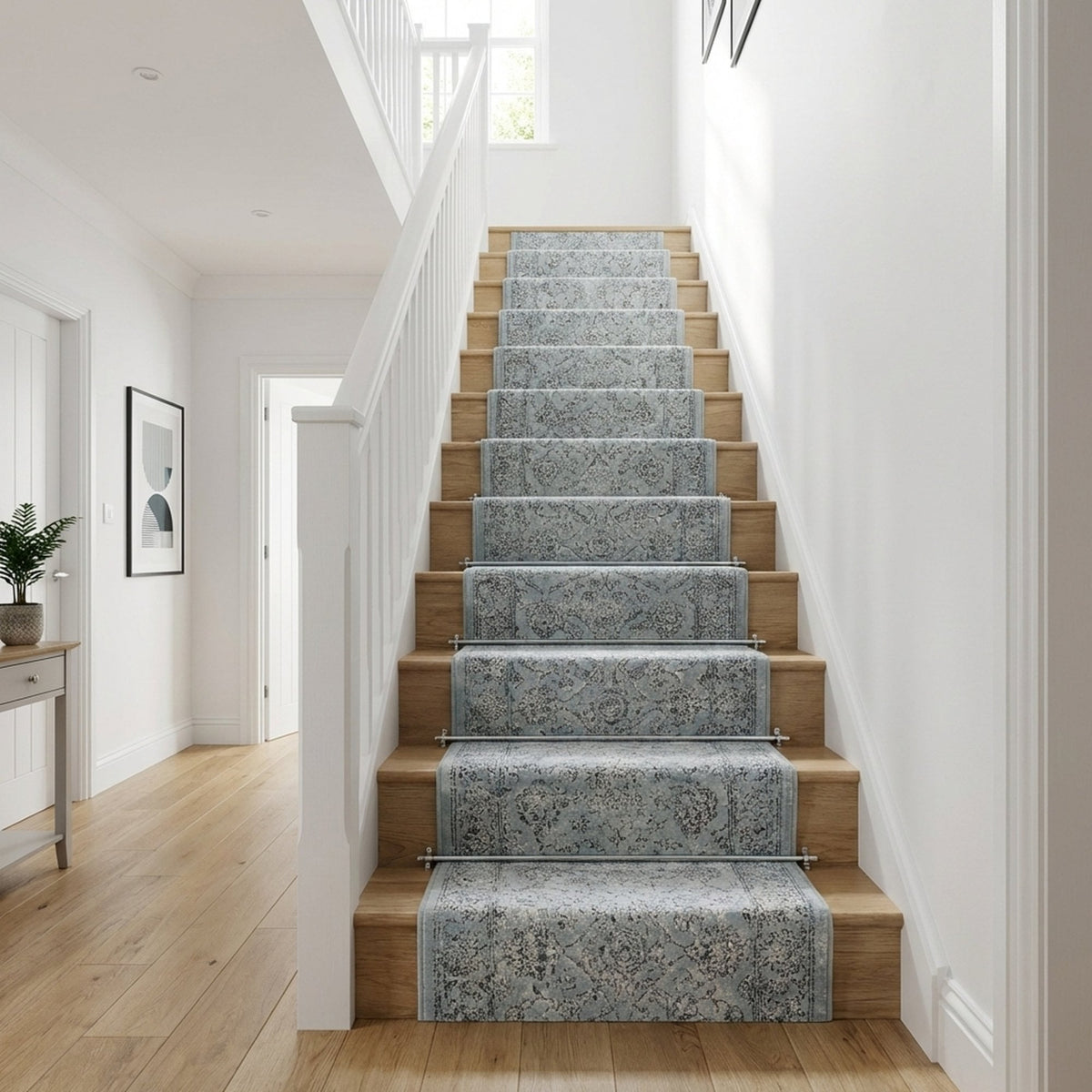 Ancient Garden Steel Blue/Cream 57136-4646 Stair Runner